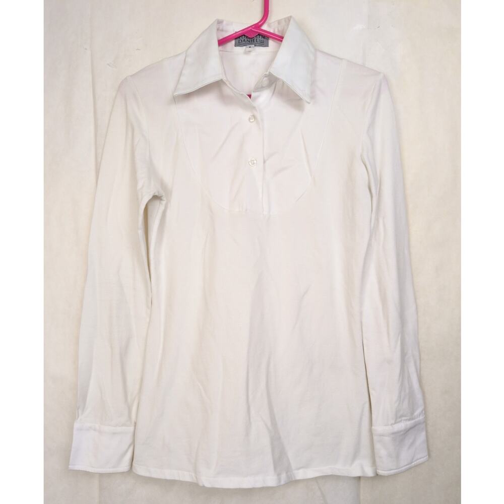 Elizabeth Daniel white collared top Size Small Minimal Classic Staple Preppy